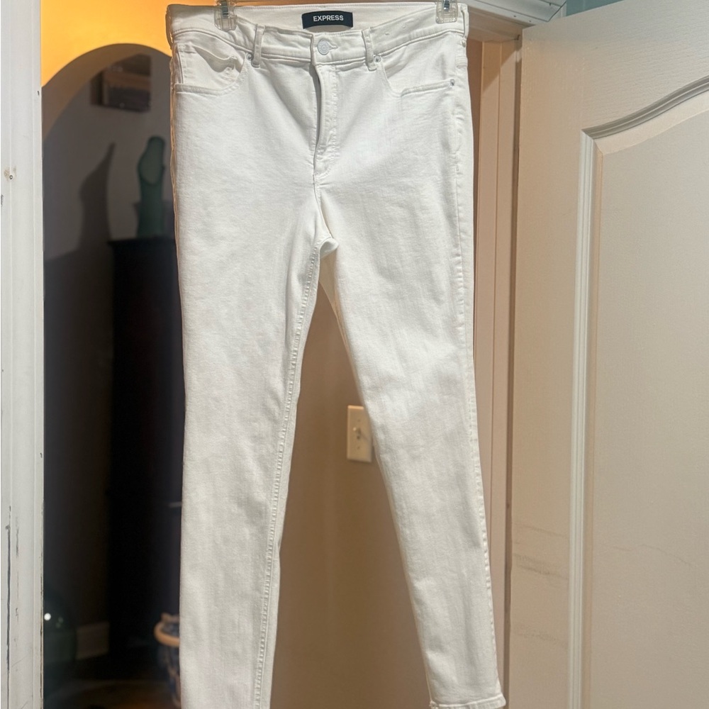 Express White Legging Jeans with High-Ride Waist